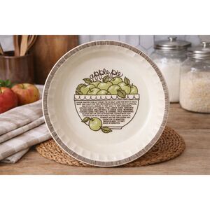 Vintage Apple Pie Recipe Plate by Jeannette, Cottagecore Kitchen Farmhouse Retro